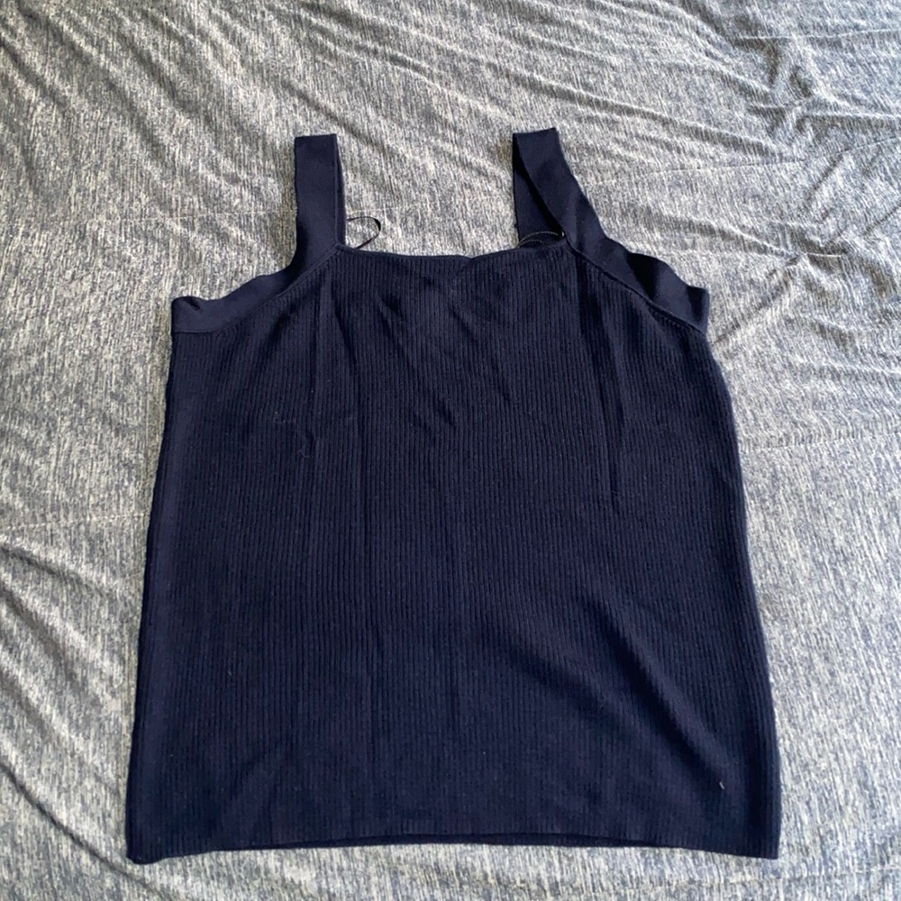 Elie Tahari Merino Wool Scoop Ribbed Top